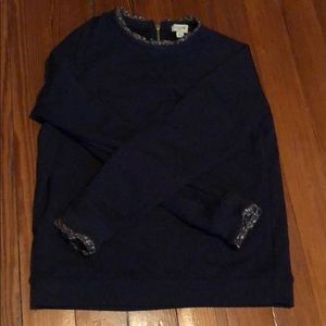Jcrew Crew Sweatshirt with Floral Collar and Cuffs